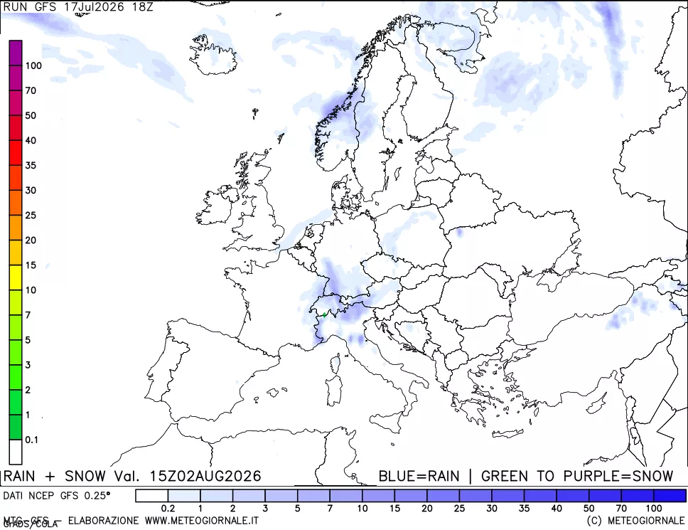mappa Precipitazioni totali e nevose