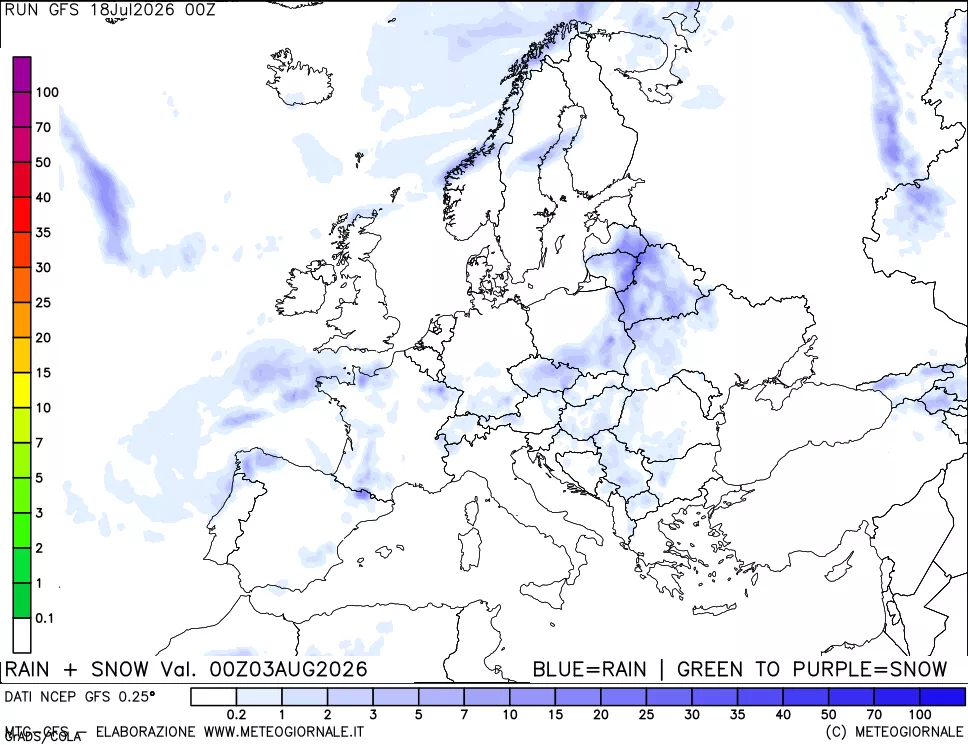 mappa Precipitazioni totali e nevose