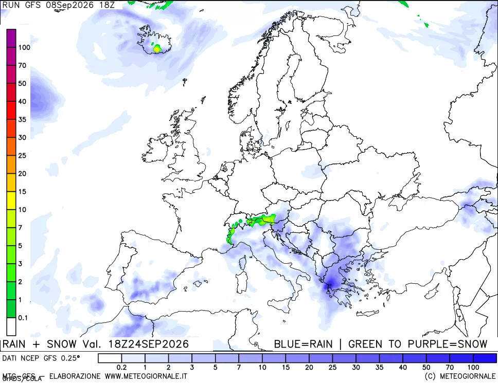 mappa Precipitazioni totali e nevose