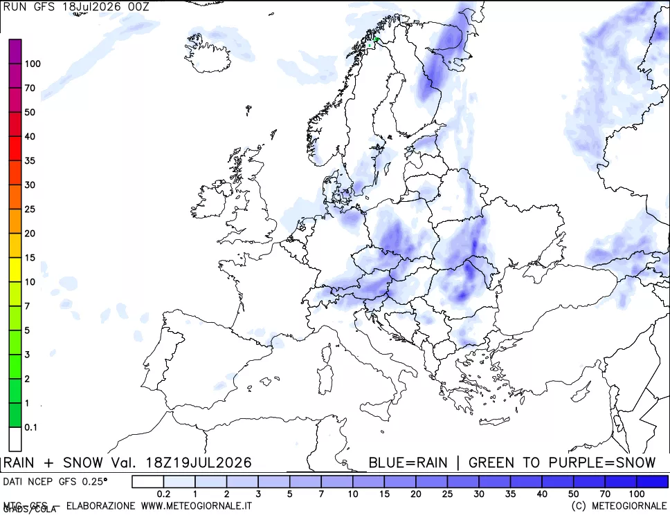mappa Precipitazioni totali e nevose