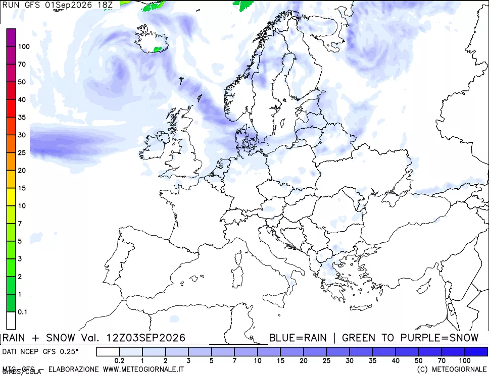 mappa Precipitazioni totali e nevose