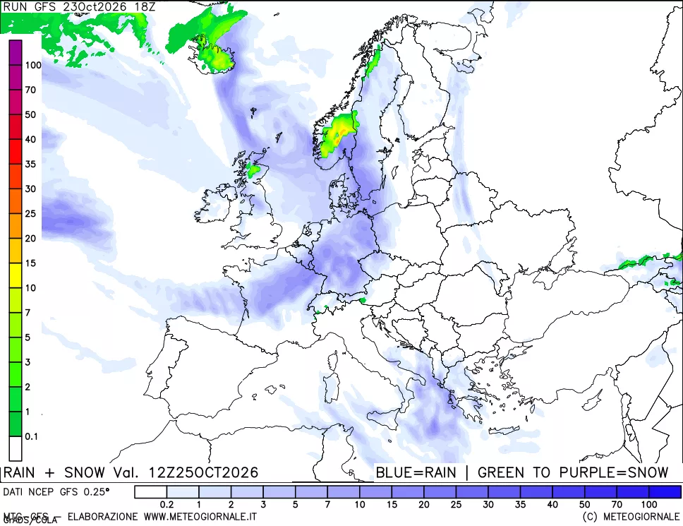 mappa Precipitazioni totali e nevose