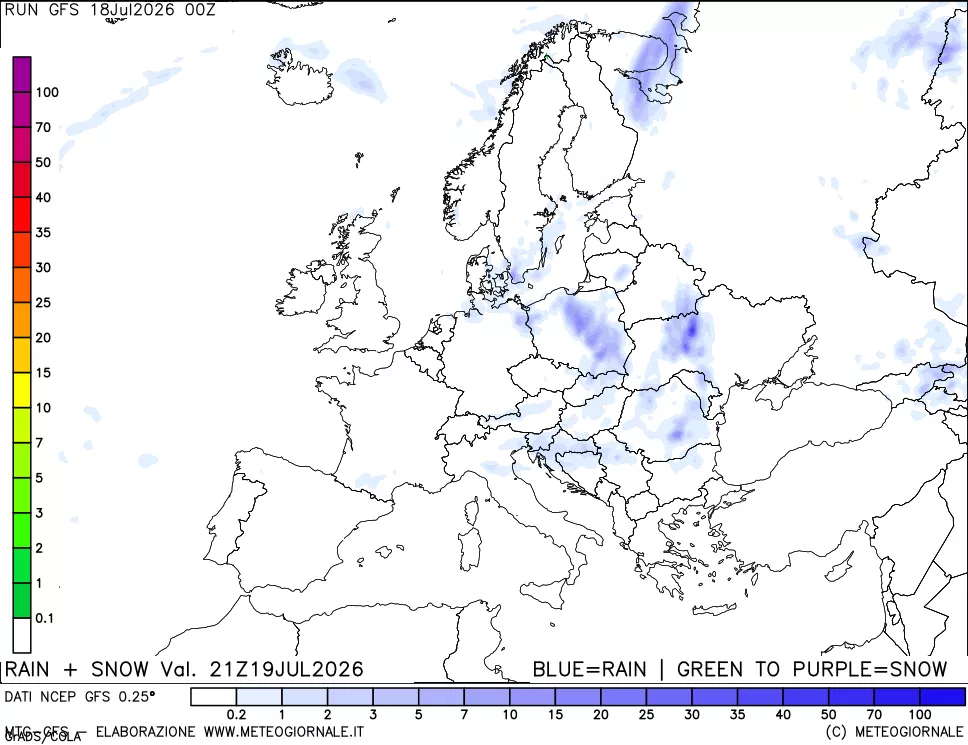 mappa Precipitazioni totali e nevose