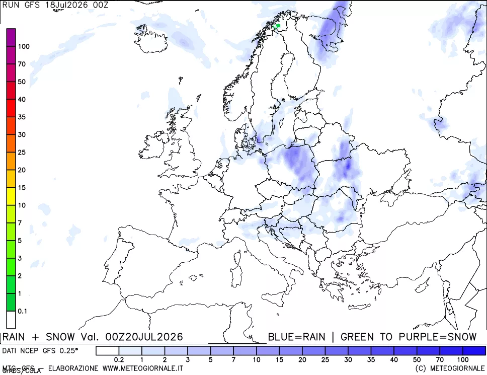 mappa Precipitazioni totali e nevose