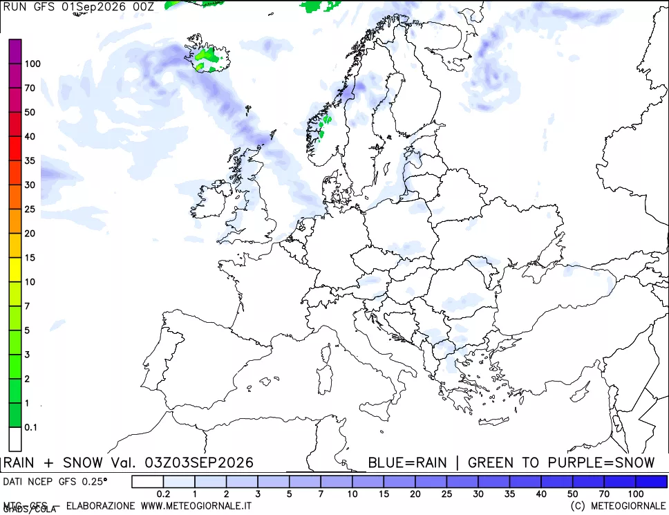mappa Precipitazioni totali e nevose