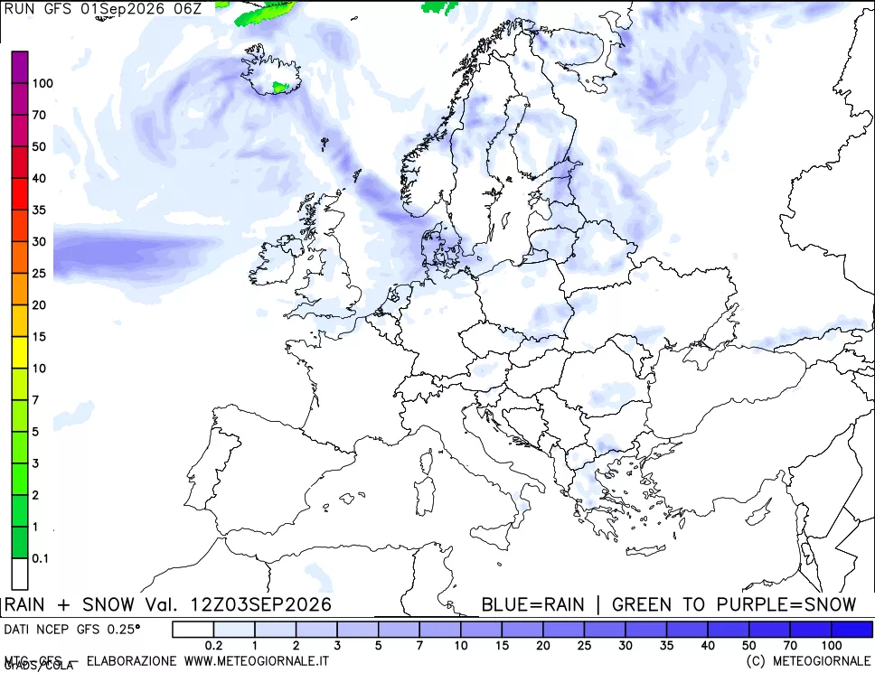 mappa Precipitazioni totali e nevose