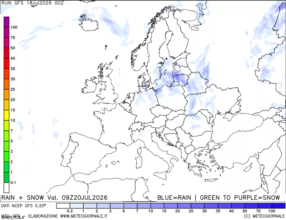 mappa Precipitazioni totali e nevose