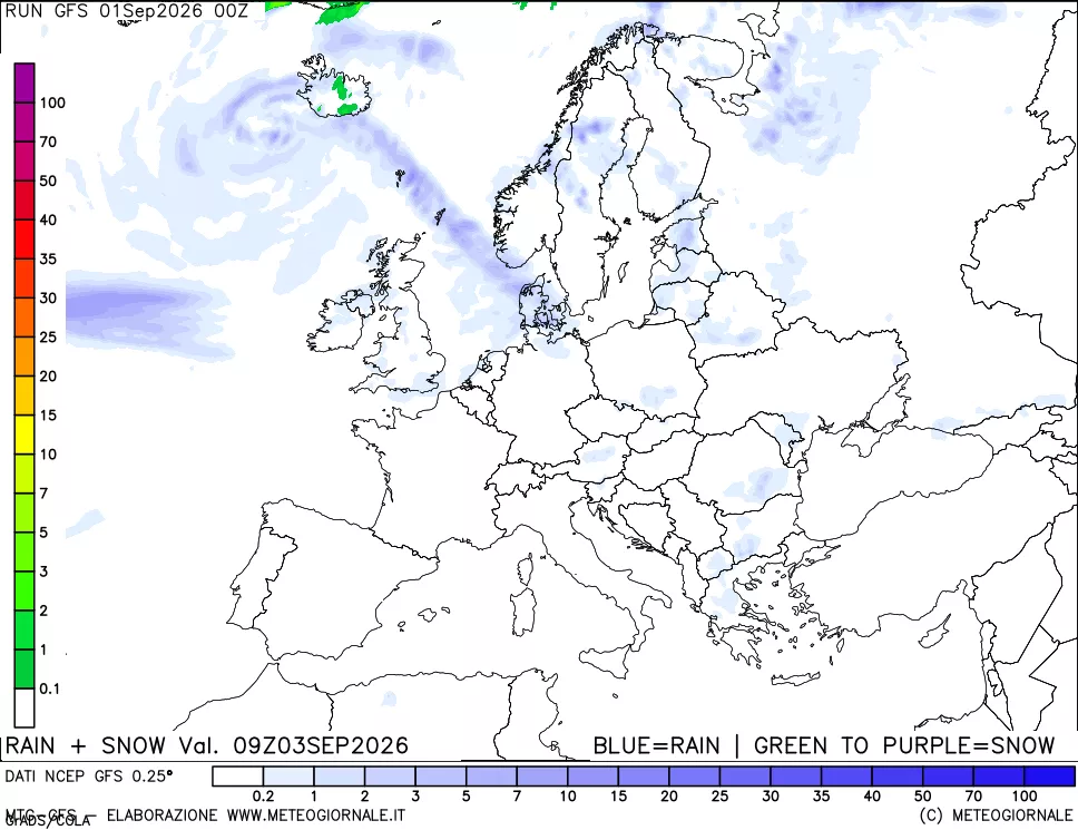 mappa Precipitazioni totali e nevose