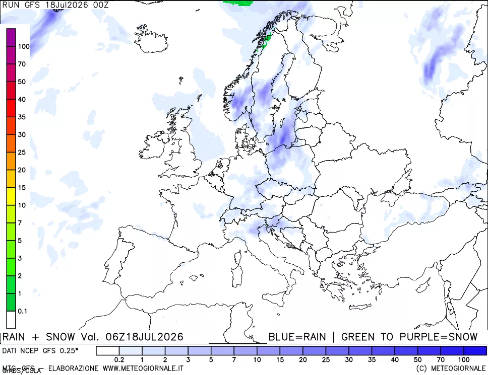 mappa Precipitazioni totali e nevose