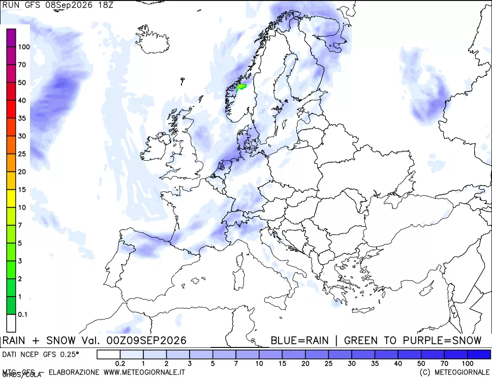 mappa Precipitazioni totali e nevose