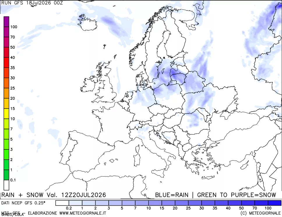 mappa Precipitazioni totali e nevose