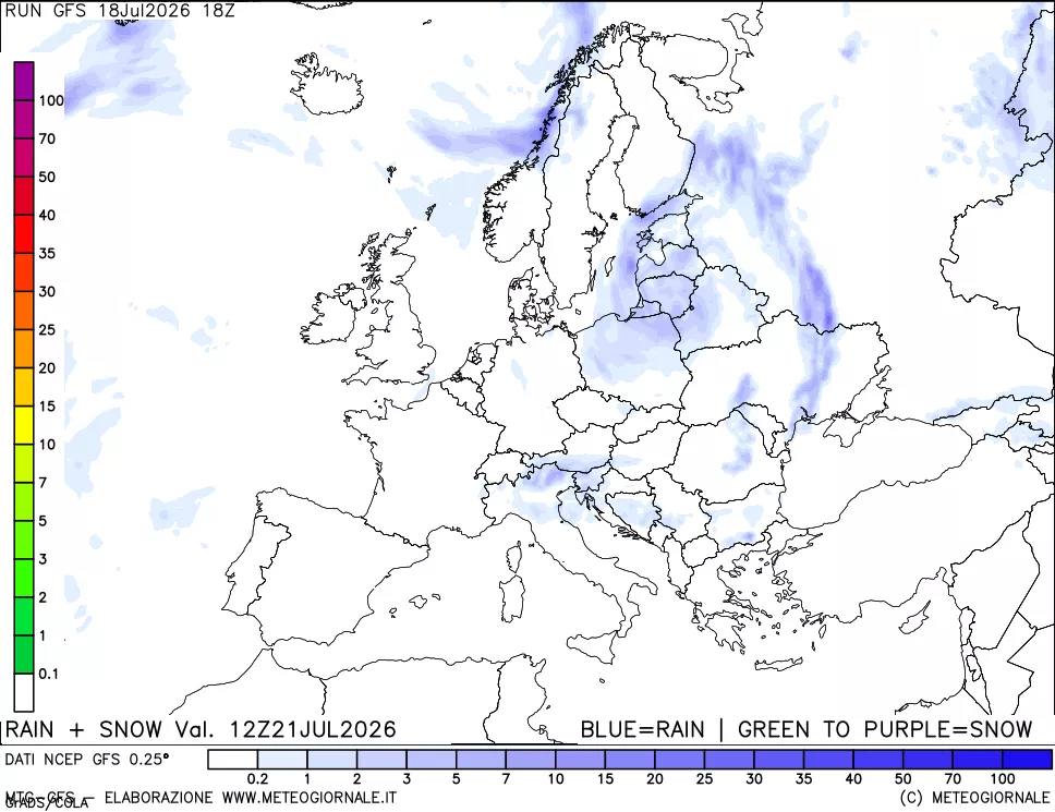 mappa Precipitazioni totali e nevose