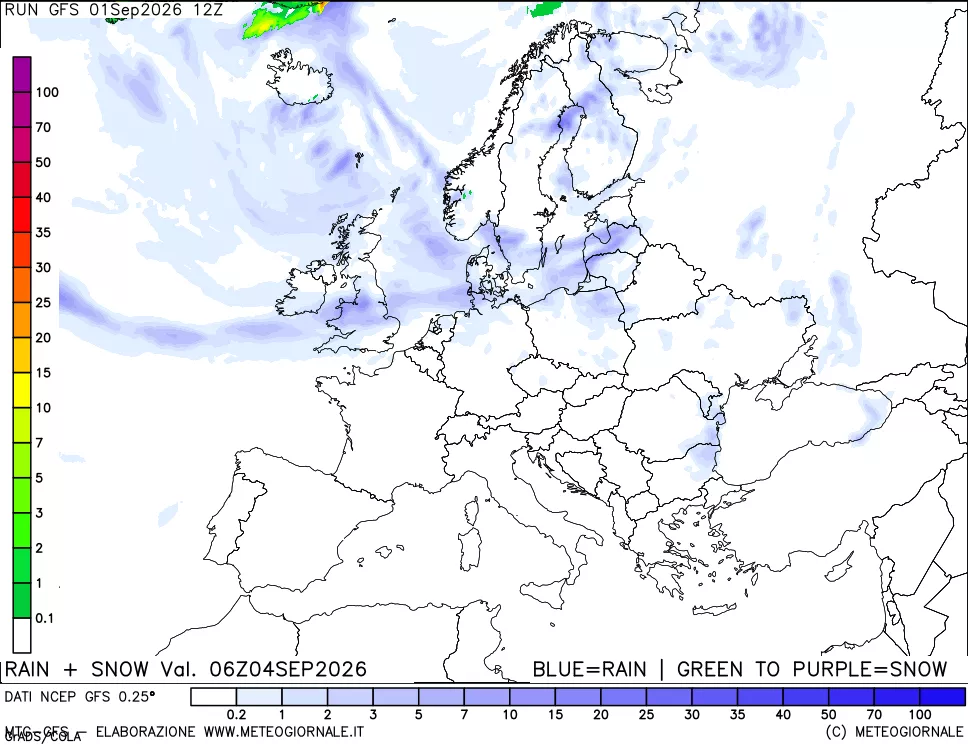 mappa Precipitazioni totali e nevose