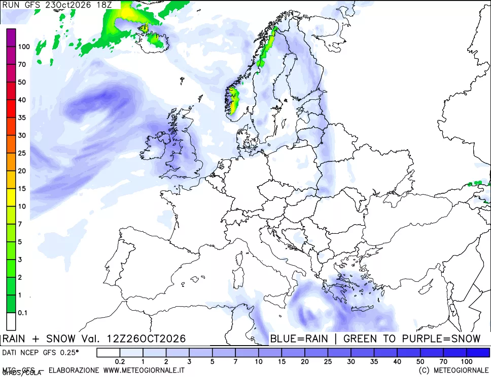 mappa Precipitazioni totali e nevose