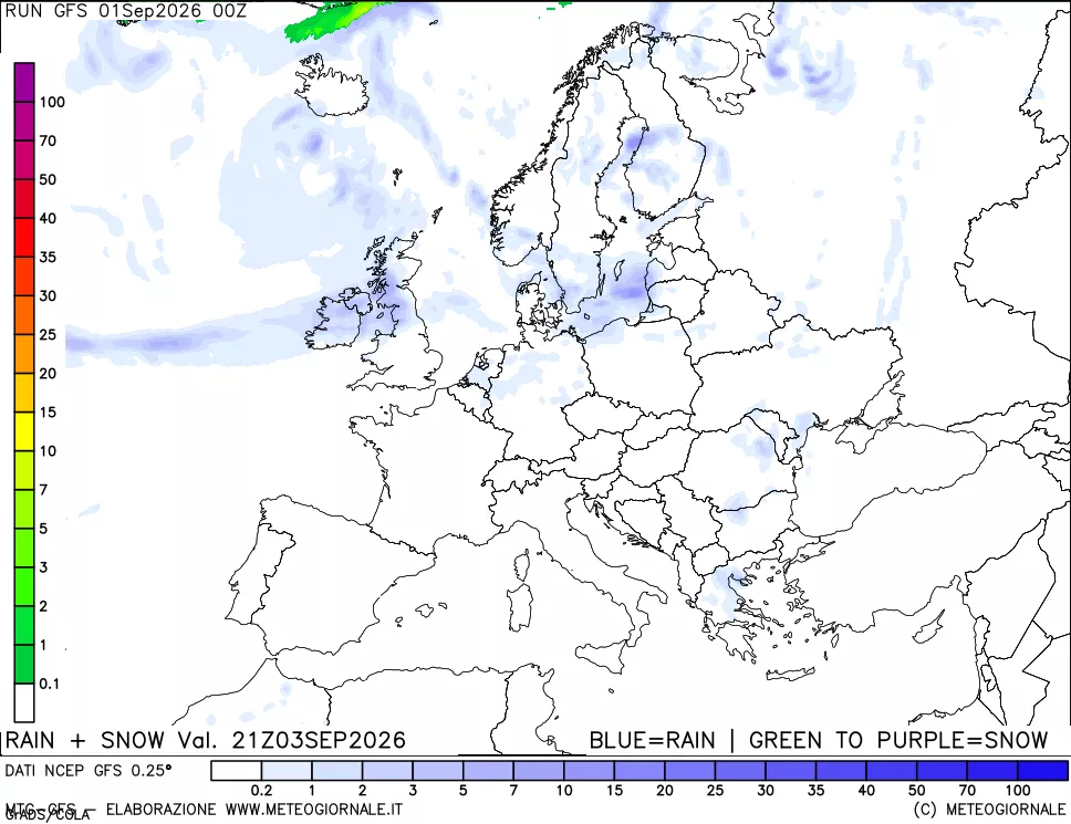 mappa Precipitazioni totali e nevose