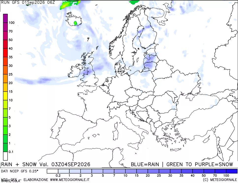 mappa Precipitazioni totali e nevose