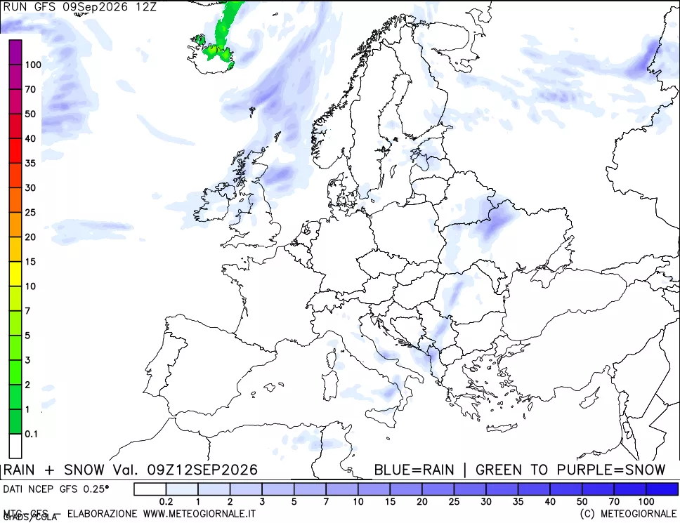 mappa Precipitazioni totali e nevose