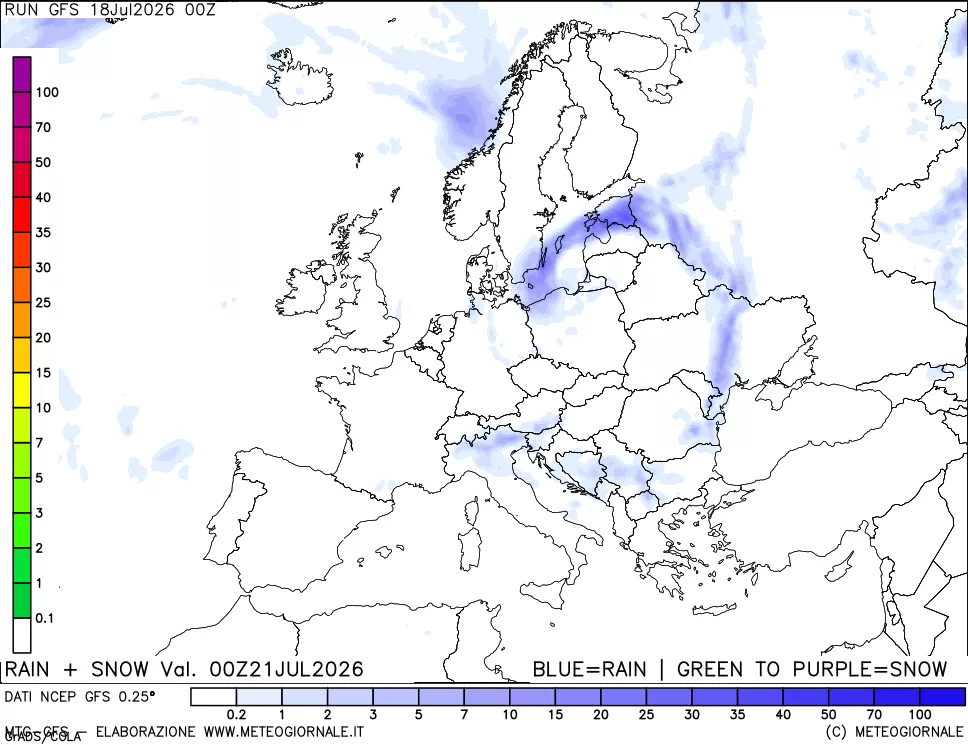 mappa Precipitazioni totali e nevose