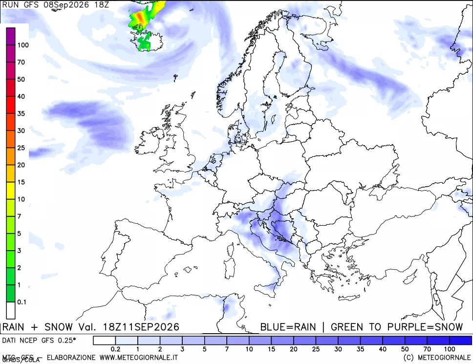 mappa Precipitazioni totali e nevose
