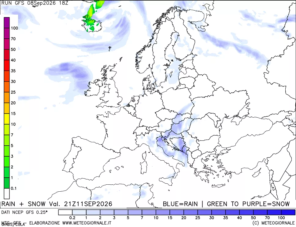 mappa Precipitazioni totali e nevose