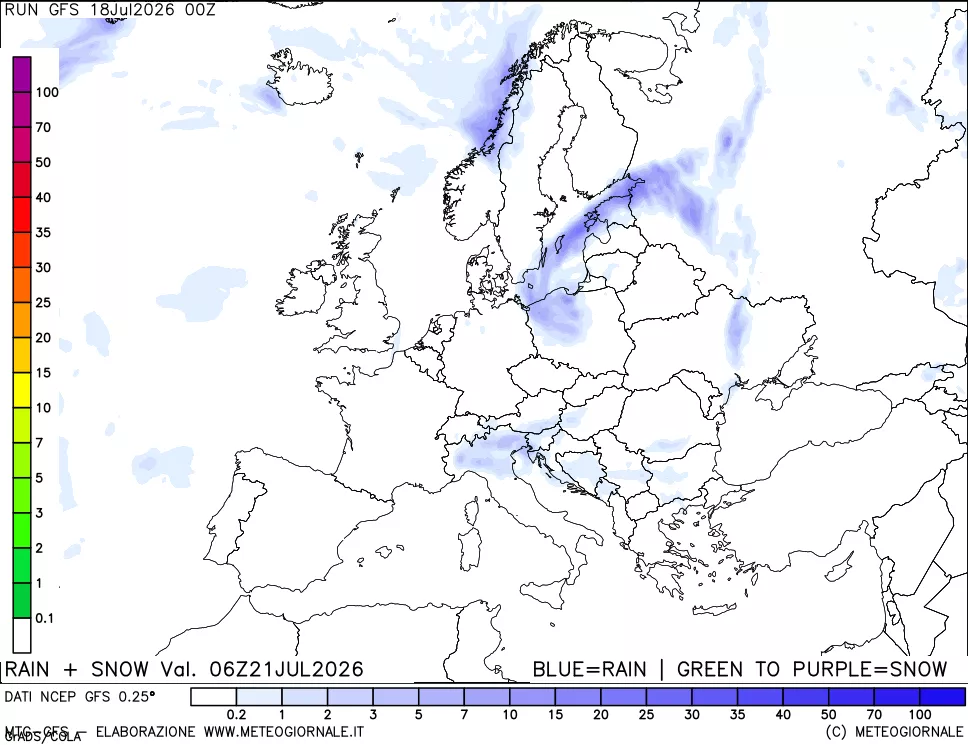 mappa Precipitazioni totali e nevose