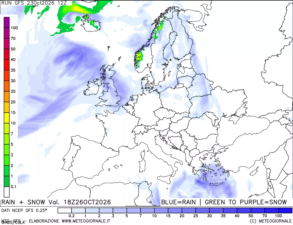 mappa Precipitazioni totali e nevose