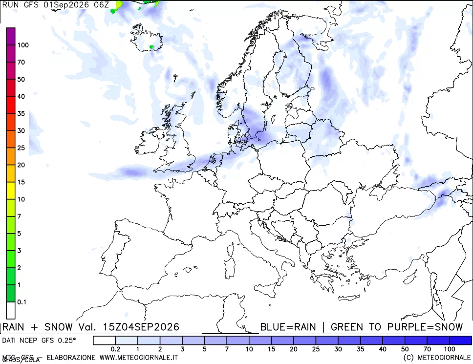 mappa Precipitazioni totali e nevose