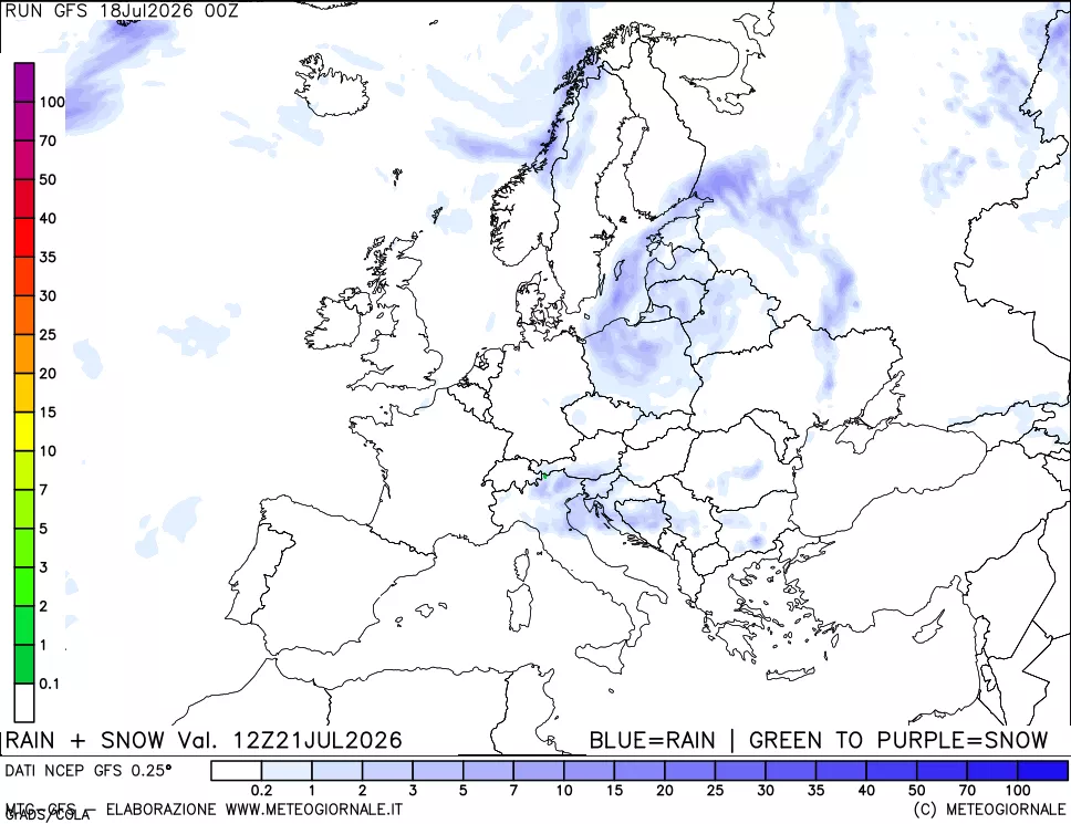 mappa Precipitazioni totali e nevose