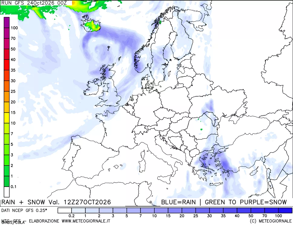 mappa Precipitazioni totali e nevose