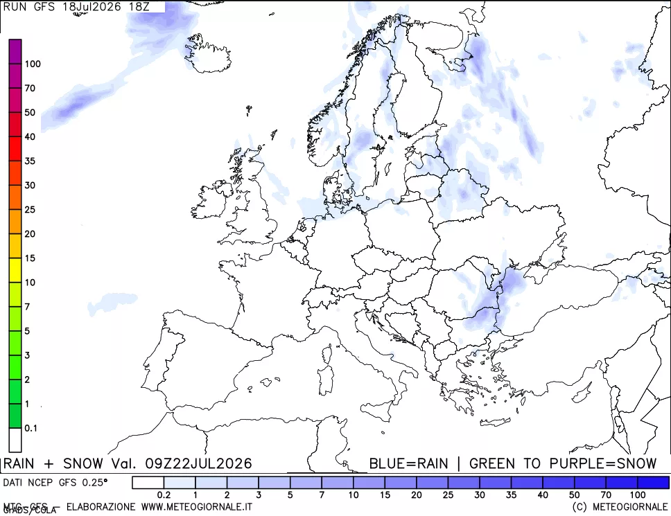 mappa Precipitazioni totali e nevose