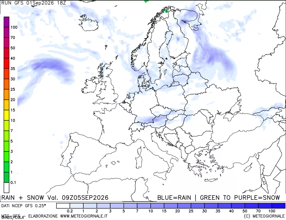 mappa Precipitazioni totali e nevose