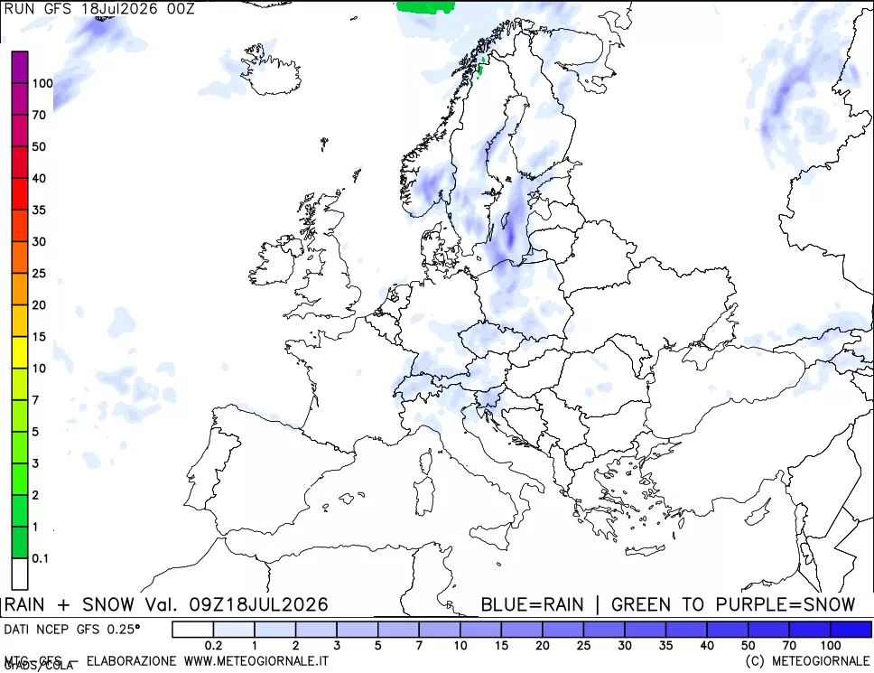 mappa Precipitazioni totali e nevose