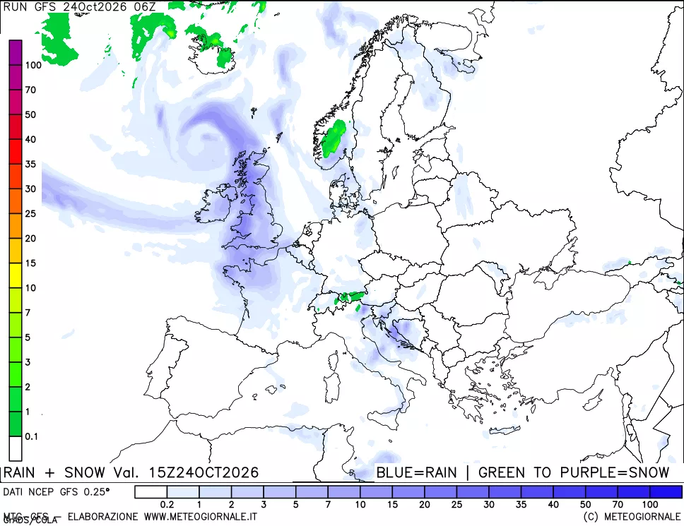 mappa Precipitazioni totali e nevose