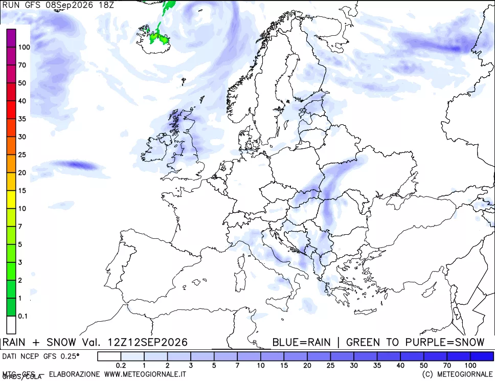 mappa Precipitazioni totali e nevose