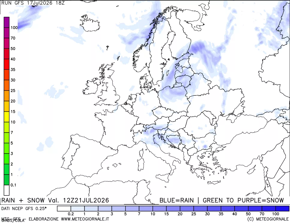 mappa Precipitazioni totali e nevose
