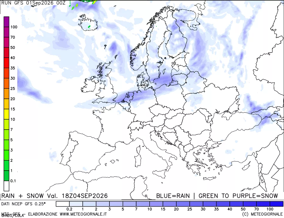 mappa Precipitazioni totali e nevose