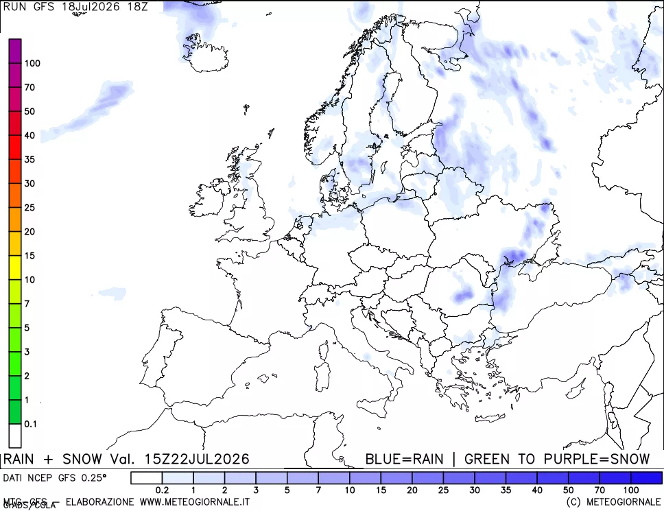 mappa Precipitazioni totali e nevose