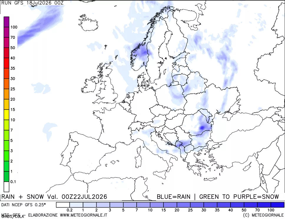 mappa Precipitazioni totali e nevose
