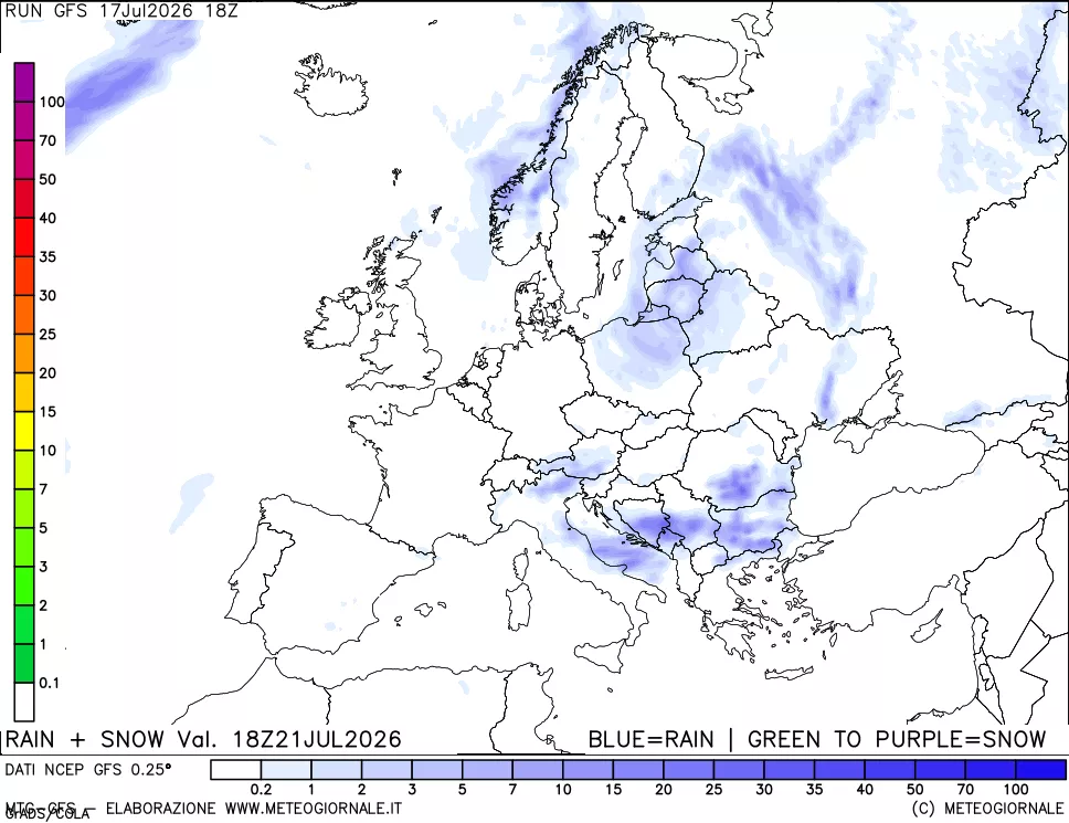 mappa Precipitazioni totali e nevose