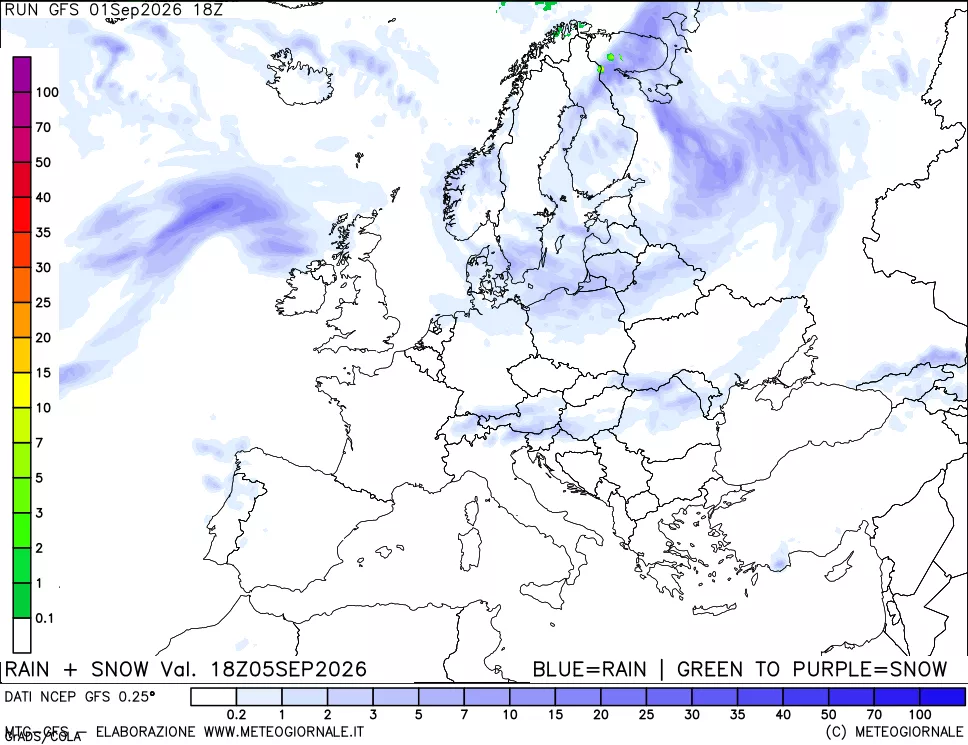 mappa Precipitazioni totali e nevose