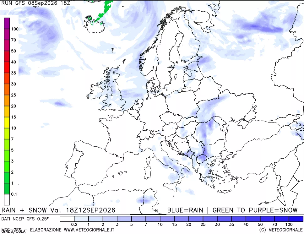 mappa Precipitazioni totali e nevose