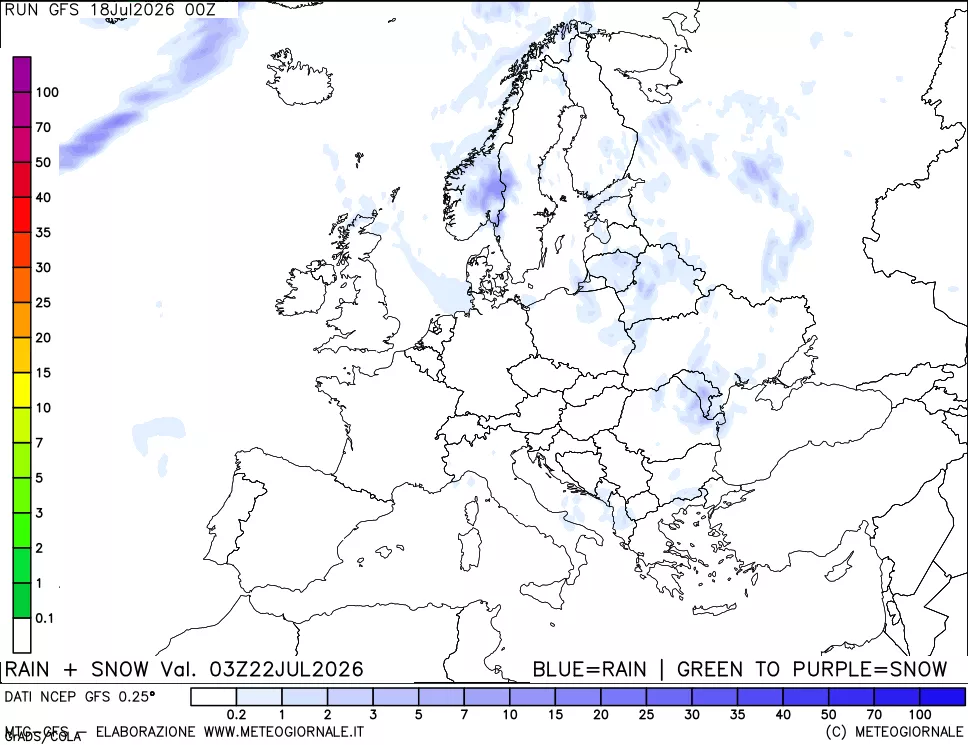 mappa Precipitazioni totali e nevose
