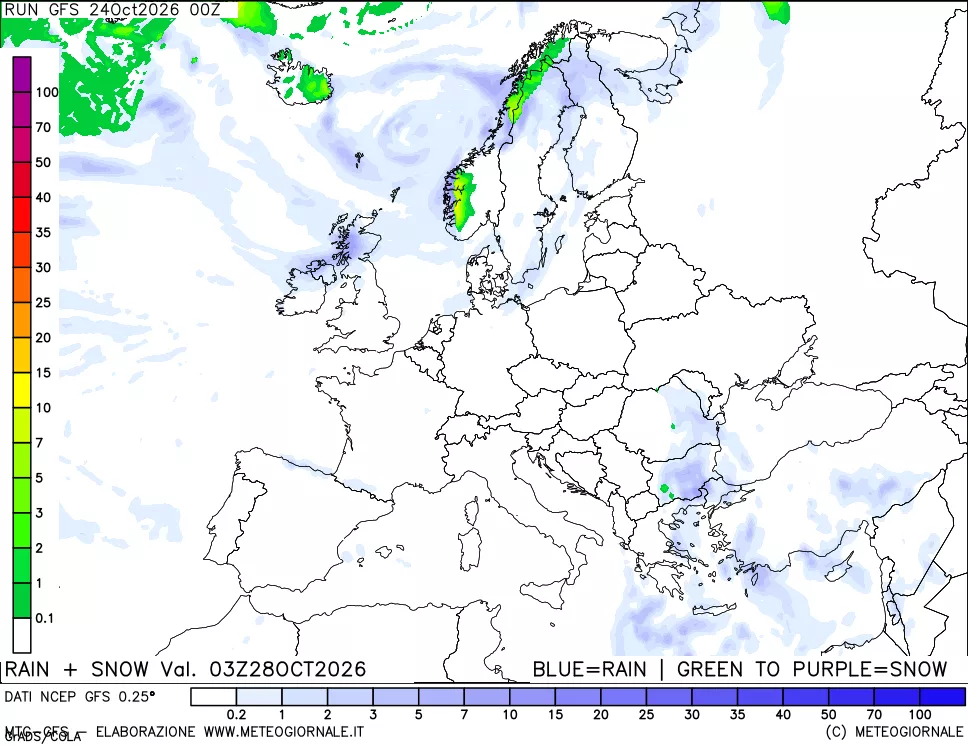 mappa Precipitazioni totali e nevose