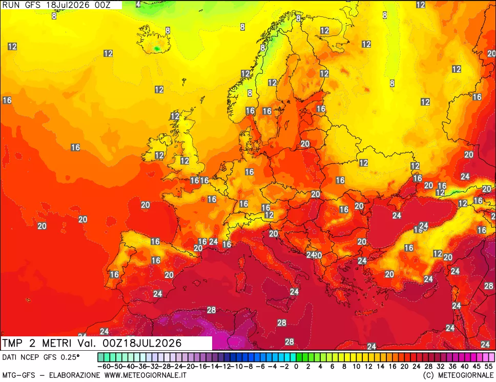 mappa Temp 2 metri
