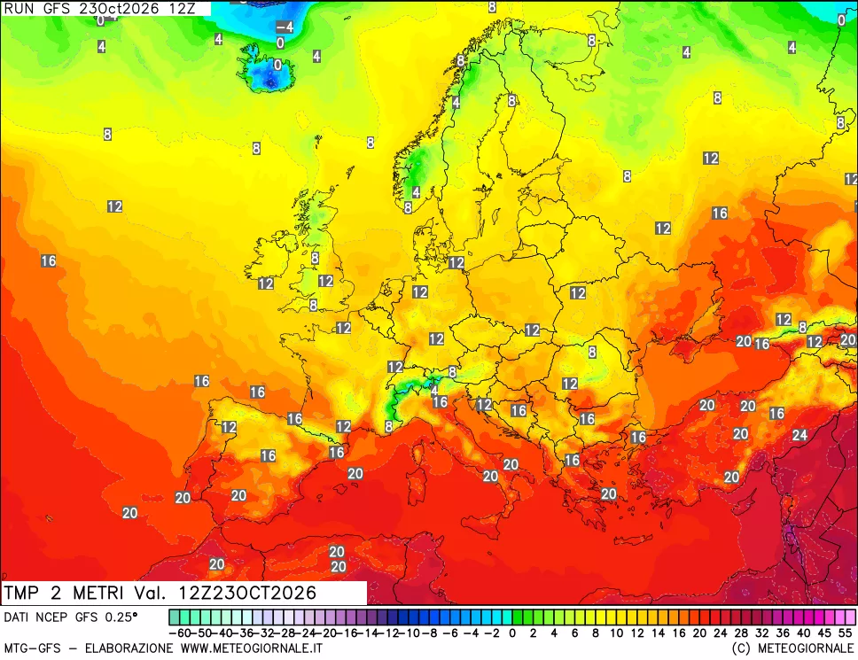mappa Temp 2 metri