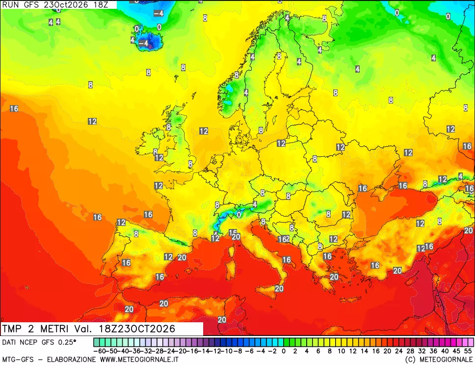 mappa Temp 2 metri