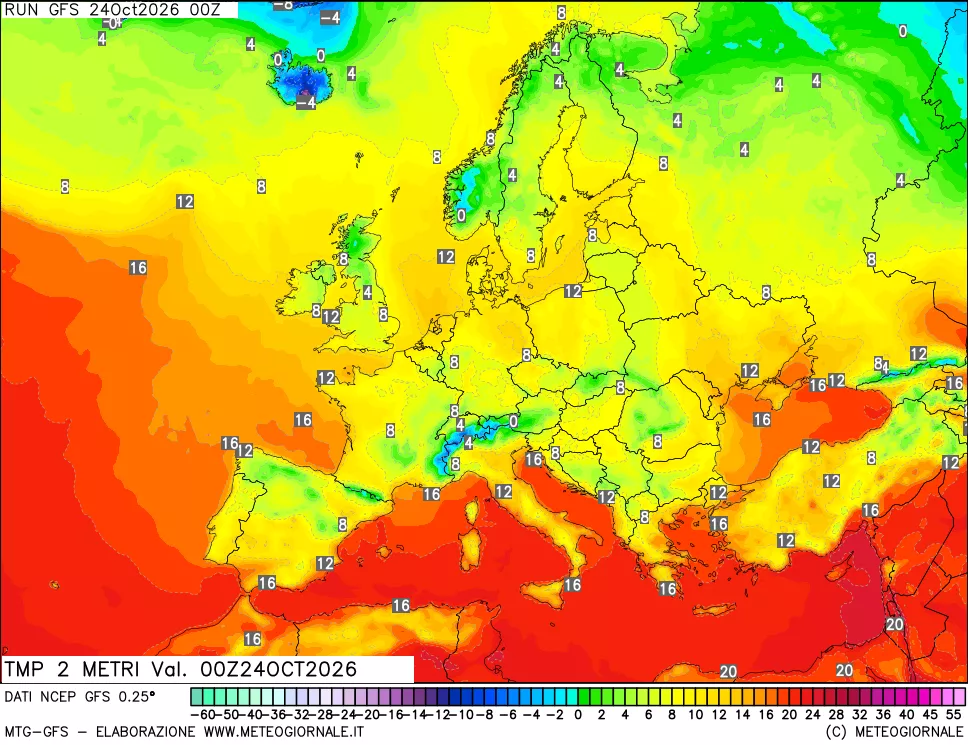 mappa Temp 2 metri