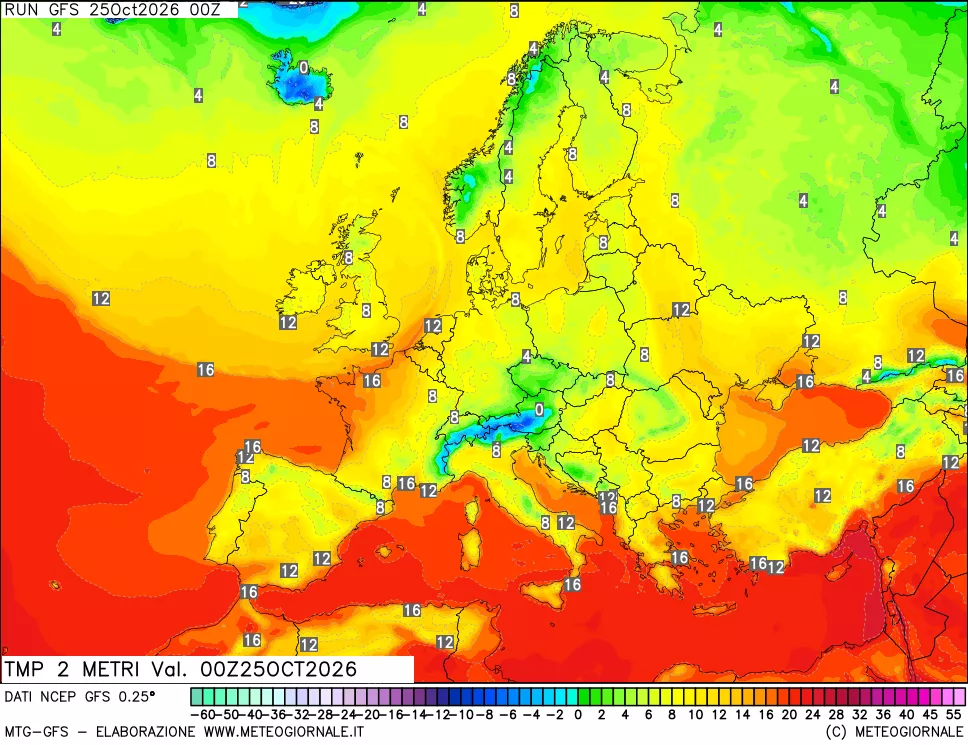mappa Temp 2 metri