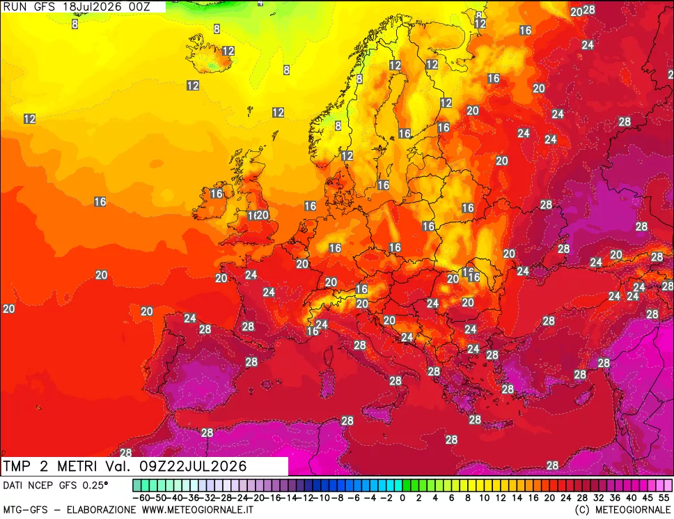 mappa Temp 2 metri