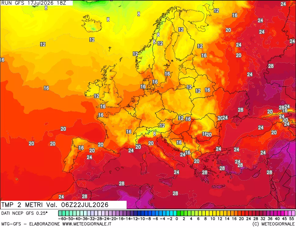 mappa Temp 2 metri